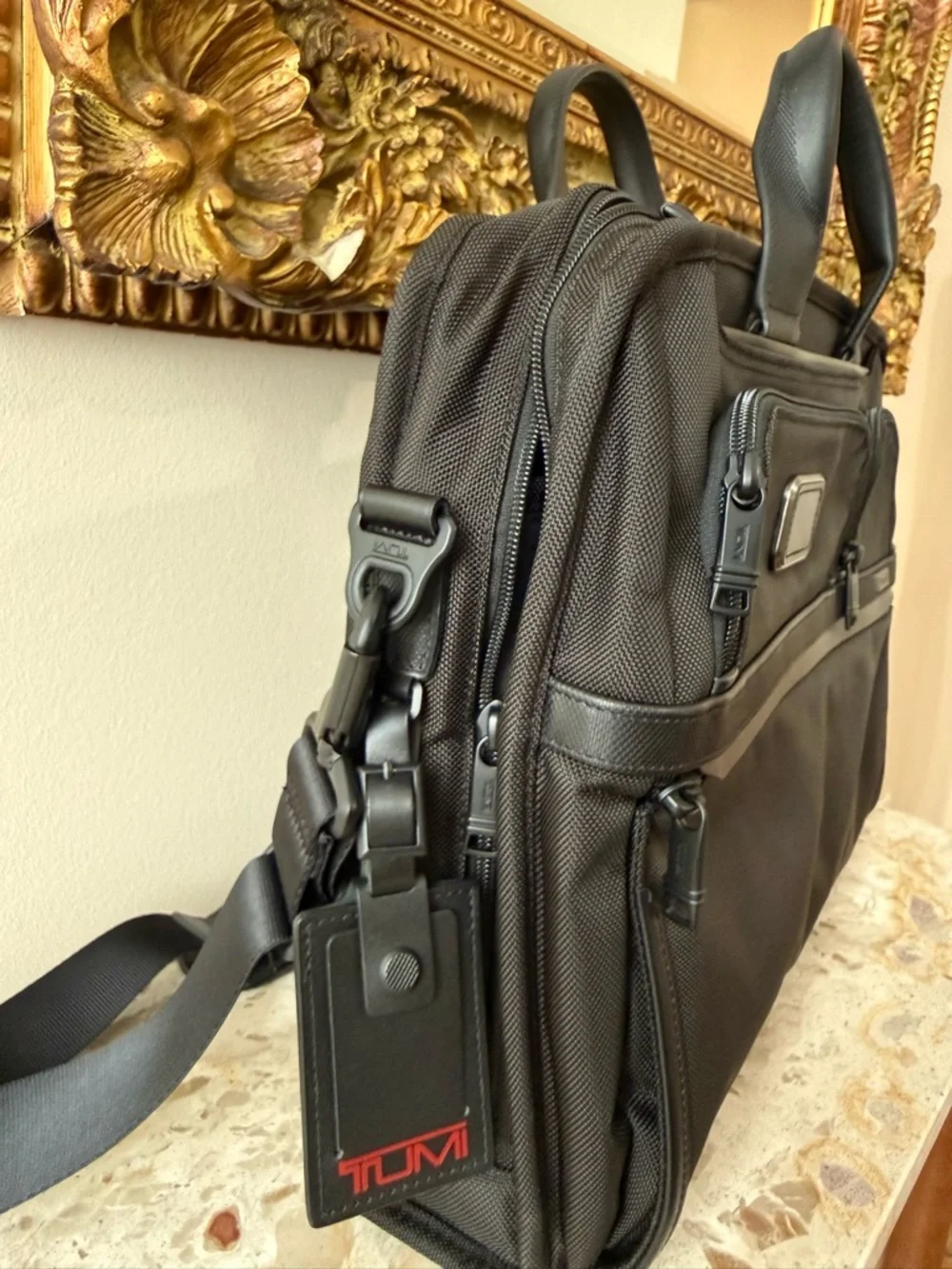 Tumi Black Nylon Laptop Briefcase with Dual Handles